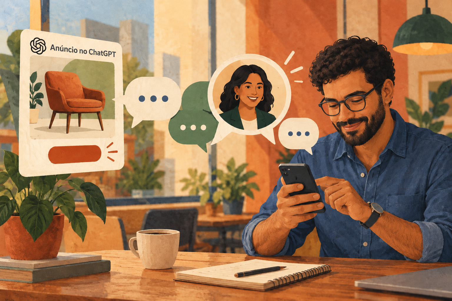 Anúncio no ChatGPT se transforma em conversa com agente de IA para apoiar uma decisão de compra